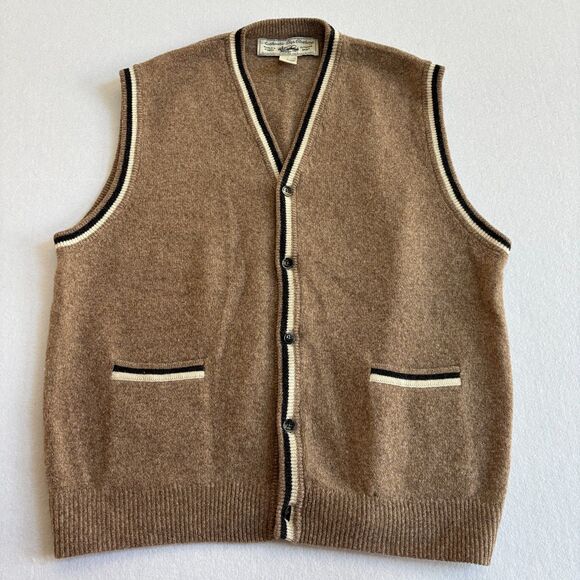 GAP Other - Gap VTG Lambswool Sweater Vest Mens L Camel Tan Button-Down Preppy Academia 90s